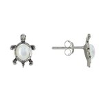 Les poulettes bijoux boucles d'oreilles argent 925 tortue des galapagos et cabochon