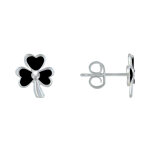 Les poulettes bijoux - boucles d'oreilles argent 925 tr�fle emaill�e