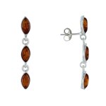 Boucles d'oreilles argent 925 trois feuilles d'ambre