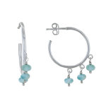 Boucles d'oreilles argent 925 croles et breloques anneaux de larimar