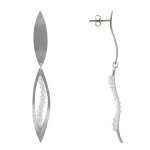 Boucles d'oreilles argent 925 feuille et feuille ajoure cristal