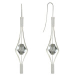 Boucles d'oreilles argent 925 lanterne et cristal - grand modle - gris