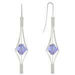 Boucles d'oreilles argent 925 lanterne et cristal - grand modle - violet clair