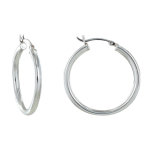 Boucles d'oreilles argent 925 moyennes créoles rondes 3cm Boucles d'oreilles argent 925 moyennes créoles rondes 3cm