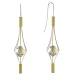 Boucles d'oreilles argent 925 et plaqu or lanterne et cristal - grand modle - beige