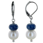 Les poulettes bijoux boucles d'oreilles argent rhodi� perle de culture blanche et an