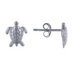 Les poulettes bijoux - boucles d'oreilles argent rhodi� tortue des gal�pagos