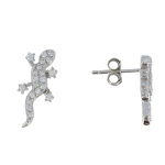 Les poulettes bijoux - boucles d'oreilles argent salamandre et strass