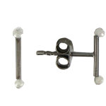 Les poulettes bijoux - boucles d'oreilles b�ton en argent 925 et ses 2 diamants blan