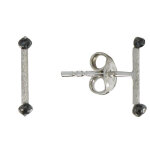 Boucles d'oreilles bton en argent 925 bross et ses 2 diamants noirs