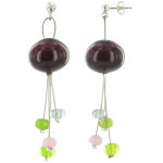 Boucles d'oreilles bouquet de verre aubergine et ses tiges de perles