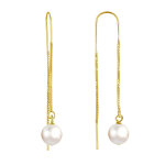 Boucles d'oreilles chainette argent dor et perles de culture - blanc