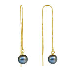Boucles d'oreilles chainette argent dor et perles de culture