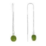 Les poulettes bijoux boucles d'oreilles chainette argent et perle c�ramique - vert