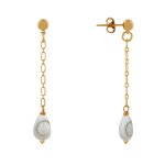Boucles d'oreilles chainette laiton et goutte oeil de sainte lucie - or
