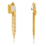 Boucles d'oreilles clip laiton dor� formes incurv�s et long fils pendant