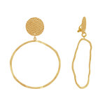 Boucles d'oreilles clip laiton mat pastille martelée et anneau vague - or Boucles d'oreilles clip laiton mat pastille martelée et anneau vague - or