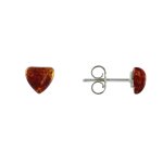 Boucles d'oreilles clous argent 925 petit coeur d'ambre