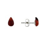 Boucles d'oreilles clous argent 925 petite goutte d'ambre