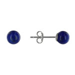 Boucles d'oreilles clou argent 925 rhodié et perles de lapis lazuli 6 mm Boucles d'oreilles clou argent 925 rhodié et perles de lapis lazuli 6 mm