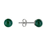 Boucles d'oreilles clou argent 925 rhodié et perles de malachite 6 mm Boucles d'oreilles clou argent 925 rhodié et perles de malachite 6 mm