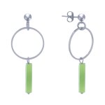 Les poulettes bijoux - boucles d'oreilles clous argent� cercle et perle rectangulair