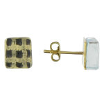 Les poulettes bijoux boucles d'oreilles clous laiton carr� p�te de verre - classics