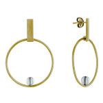 Boucles d'oreilles clous laiton rectangle plat cercle et perle de verre