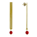 Les poulettes bijoux - boucles d'oreilles clous laiton rectangle plat et perle de ve