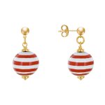 Boucles d'oreilles clous mtal dor perles en bois marinire
