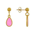 Boucles d'oreilles clous mtal dor petite goutte color translucide - fuchsia