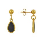 Boucles d'oreilles clous mtal dor petite goutte color translucide