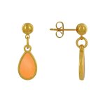 Boucles d'oreilles clous mtal dor petite goutte color translucide - orange