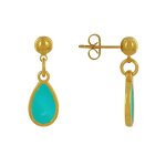 Boucles d'oreilles clous mtal dor petite goutte color translucide - turquoise