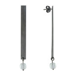 Les poulettes bijoux - boucles d'oreilles clous ruth�nium rectangle plat et perle de