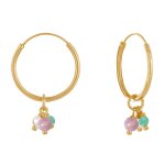 Boucles d'oreilles croles et 3 petites perles fines - or