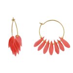 Boucles d'oreilles croles en acier ptales en bois - rouge geranium