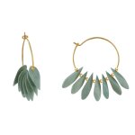Boucles d'oreilles croles en acier ptales en bois - vert kaki