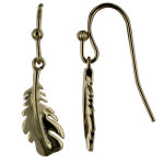 Boucles d'oreilles crochet plaqu� or plume d'oiseau