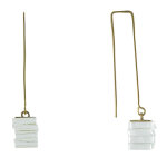 Les poulettes bijoux - boucles d'oreilles cube en laiton et feuillet� en verre trans