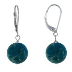 Boucles d'oreilles dormeuse argent 925 et perle d'apatite dpolie