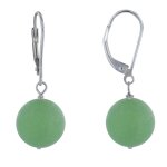 Boucles d'oreilles dormeuse argent 925 et perle d'aventurine dpolie