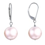 Boucles d'oreilles dormeuse argent 925 et perle de culture - rose