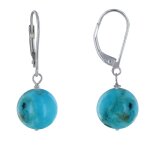 Boucles d'oreilles dormeuse argent 925 et perle de turquoise