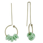 Boucles d'oreilles grand crochet laiton anneau et petits disques de verre - classics