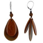 Les poulettes bijoux - boucles d'oreilles inca en tagua bicolore - marron fonc�