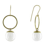 Boucles d'oreilles laiton anneau et bulle pte de verre cristal