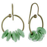 Boucles d'oreilles laiton anneau et petits disques de verre - classics - vert