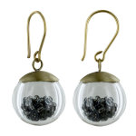 Boucles d'oreilles laiton bulle pte de verre et perles - classics - noir
