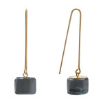 Les poulettes bijoux - boucles d'oreilles en laiton et cylindre en verre noir
